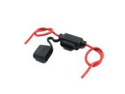 Unique Bargains Car Rubber Blade Fuse Holder Container 16AWG Wire Leads Black Red