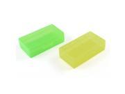 2 Pcs Plastic Yellow Green 18650 Battery Protective Case Holder