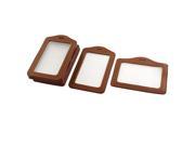 Business Brown Faux Leather Vertical Horizontal Two Side ID Card Holders 10 Pcs
