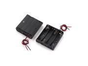 2 x Black Plastic In Series 4 Slot Wired Holder Box for 4 x 1.5V AAA Battery