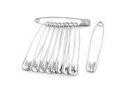 Unique Bargains 57mm x 11mm Silver Tone Metal Clothing Trimming Fastening Safety Pins 10Pcs