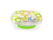 Kitchenware Cartoon Printed 2 Layers Plastic Dinner Case Lunch Box Green Clear