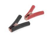2 Pcs Black Red Plastic Coated Test Lead Alligator Clips Clamps 90mm