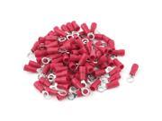 Unique Bargains 100 Pcs 1.25 4S Insulated Wire Connector Ring Crimp Terminal Red 22 16AWG