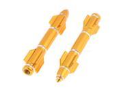 Unique Bargains 2 Pcs Motorbike Rocket Shape 6mm Inner Hole Tyre Valve Stem Caps Cover Gold Tone