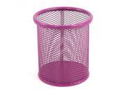 Unique Bargains Rhombus Wire Mesh Cylindrical Ruler Pen Pencil Holder Container Fuchsia