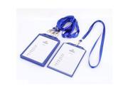 Unique Bargains 5 Pcs Blue Clear Plastic Vertical ID Work Card Badge Holder w Neck Strap Lanyard