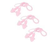 Unique Bargains Swimming Training Plastic String Pink Silicone Ear Plugs 3 Pieces