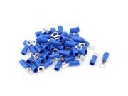 Unique Bargains 50 Pcs 1.25 4S Insulated Wire Connector Ring Crimp Terminal Blue 22 16AWG