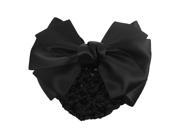 Unique Bargains Dancer Black Polyester Bowtie Detail Barrette Hair Clip Hairholder w Snood