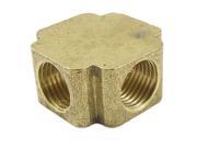 Unique Bargains Brass Pipe Fitting 4 Way Equal Female Cross Connector Coupling 1 4 NPT