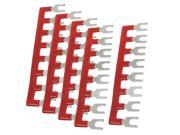 400V 10A 8 Postions Pre Insulated Terminal Barrier Strip Red 5 Pcs