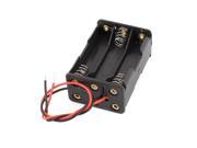 Black Plastic Dual Layers Wired 6 x 1.5V AAA Battery Case Holder