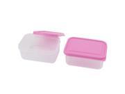 Unique Bargains 2pcs 300mL Pink Lid Clear PP Vacuum Bento Crisper Food Storage Box Lunch Case