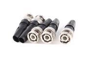 5 x Weldless Coaxial Cable BNC Male Plug Connector Adapter Silver Tone Black