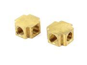 1 4 NPT Female Thread Brass 4 Ways Cross Shaped Pipe Connector Adapter 2 Pcs