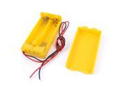 Unique Bargains Yellow Plastic 30cm Wires Battery Storage Case Holder for 2 x 1.5V AA