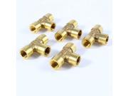 Unique Bargains 5pcs Brass 1 8 PT F F Female T Shape 3 Way Equal Joint Pipe Fitting Adapter