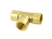 Unique Bargains Water Air Pipe 3 8PT Threaded Brass T Shape Equal Female Tee Adapter Connector