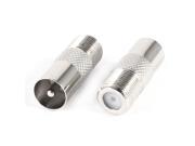 2 Pcs Straight Metal F Type Female to TV PAL Male RF Connectors Adapters
