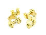 Pair Brass Battery Terminal Clamps Gold Tone w Case for Car