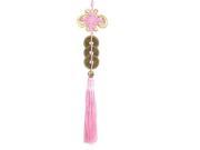 Embroidery 3 Cions Oriental Ornament Tassels Pendant Chinese Knot Pink