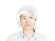 Unique Bargains Woman Cosplay Party Short Straight Hairpiece Flat Bangs Hair Full Wig White