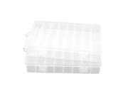 2pcs Clear White Plastic 24Sections Electronic Components Storage Case Organizer