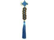 Unique Bargains Embroidery 5 Coins Oriental Ornament Tassels Pendant Chinese Knot Baby Blue