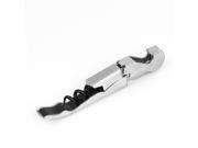 Unique Bargains Silver Tone Black Metal Double Hinged Corkscrew Beer Wine Bottle Can Opener