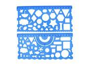 Unique Bargains Student Rectangle Shaped Stationery Template Drawing Rulers Clear Blue 2 Pcs