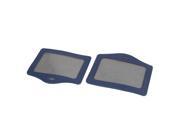 Faux Leather School Office Horizontal Business ID Badge Card Holder Blue 2Pcs