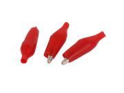 3 Pcs Crocodile Alligator Leads Test Clips Red for Electrical Jumper Wire Cable