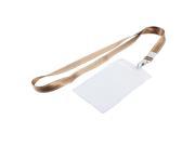 Neck Strap Plastic Vertical ID Office Business Badge Card Holder Khaki Clear