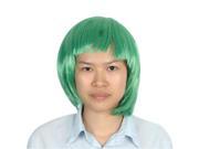 Unique Bargains Ladies Short Cut Straight Hairpiece Flat Bangs Hair Play Costume Wig Lawn Green