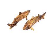 Manmade Wooden Dolphins Craft Ornament Decor Olive Yellow 2pcs