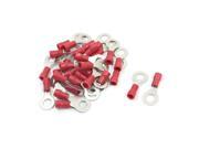 Unique Bargains 30 Pcs RV1.25 6 Ring Tongue Type Pre Insulated Terminal Red for AWG 22 16