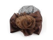 Unique Bargains Woman Coffee Color Bowknot Flower Detail Black Net Hairclip Hairnet