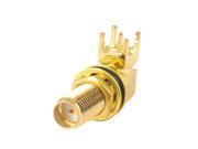 Unique Bargains Right Angle SMA Female Socket PCB Mounting Connector Adapter Gold Tone