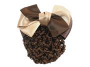 Unique Bargains Ballet Dancer Khaki Brown Bowtie Accent Barrette Hair Clip Hairholder w Snood