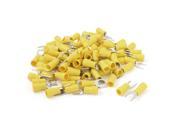 Unique Bargains 100 x AWG12 10 6.5mm Bolt Fork Crimps Insulated Terminals Connector Yellow