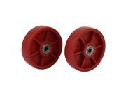 2PCS 10mm Bearing Inner Dia Red Round Wheel Caster 4.5 for Shopping Carts
