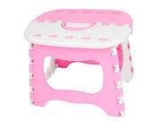 Hiking Traveling Plastic Portable Foldable Sturdy Step Stool Chair White Pink