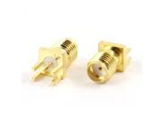 Unique Bargains 2 Pcs SMA Female Jack Panel Mount PCB Soldering Connectors Adapter