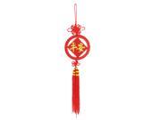 Unique Bargains Round Shaped Chinese Knot Handmade Red Hanging Decor for Car Truck