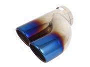 Unique Bargains Car Stainless Steel 2 Outlet Exhaust Muffler Tip Silver Tone Blue for Octavia