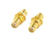 Unique Bargains 2 Pcs SMA Female to Female Jack Connector Gold Tone