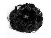 Lady Synthetic Fiber Hairpiece Bun PonyTail Hair Wig Scrunchie Black