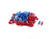 Unique Bargains RV5.5 5 48A 6.4mm Insulated Ring Crimp Terminal Red Blue 12 10AWG 100 Pcs