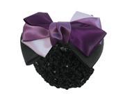Unique Bargains Ballet Dancer Purple Black Bowtie Detail Barrette Hair Clip Hairholder w Snood